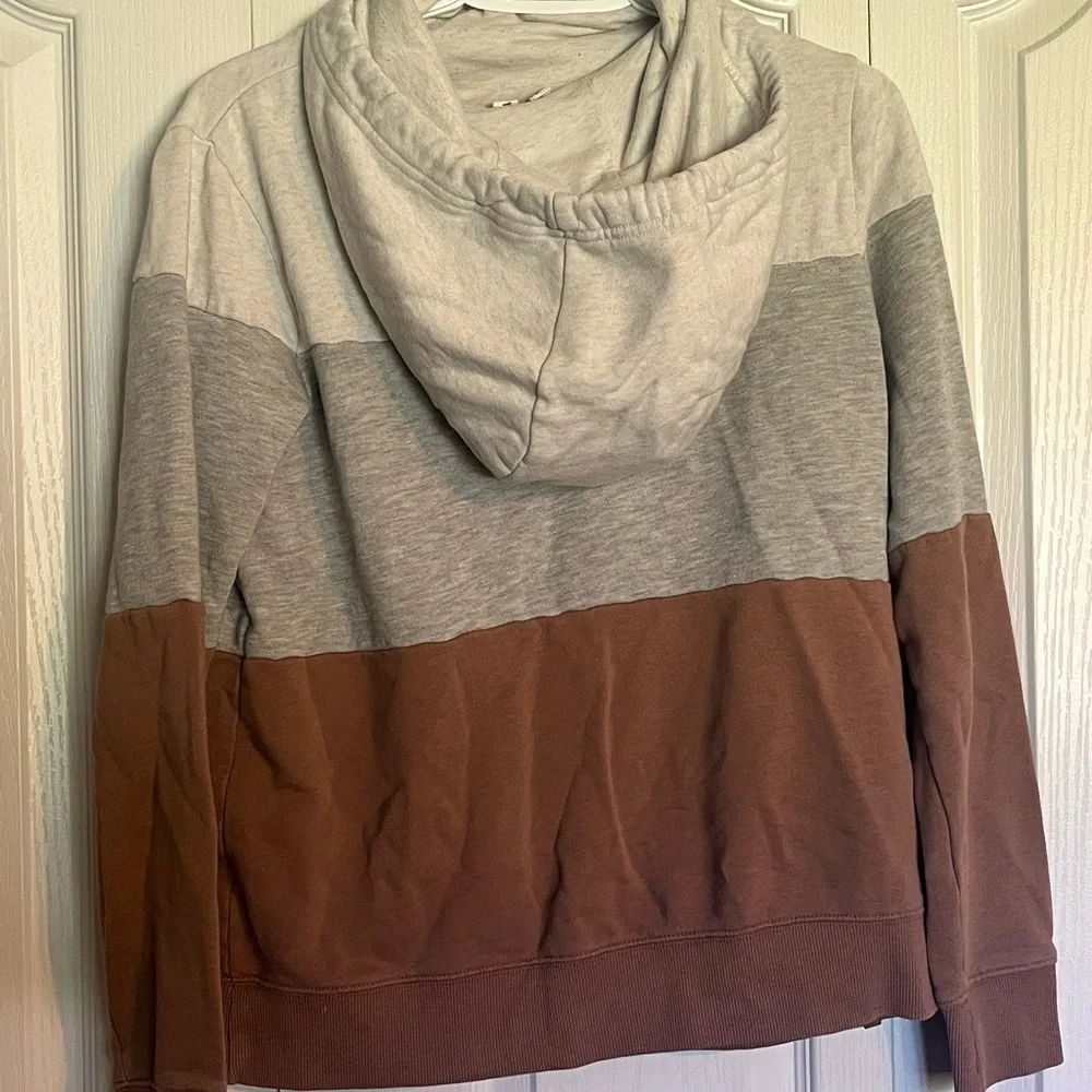 tentree Gray and Brown Colorblock Hoodie - Picture 2 of 3